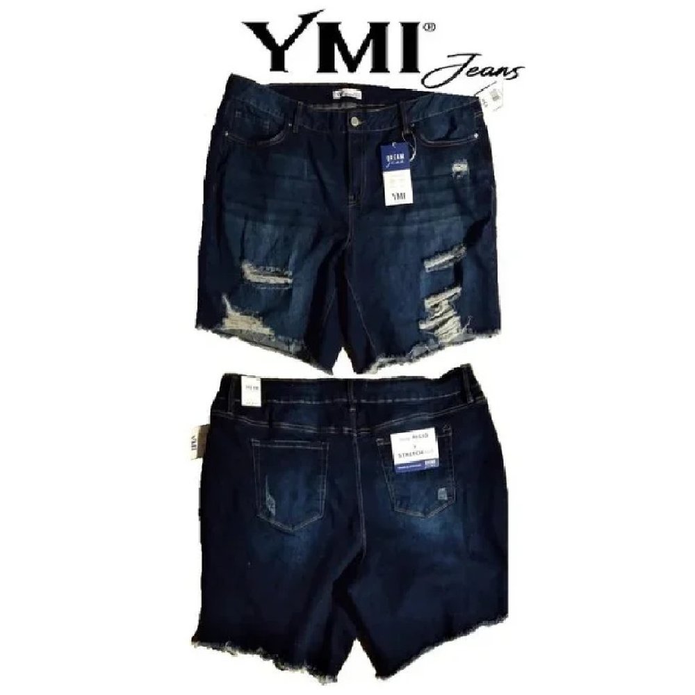 Sexy Mid Rise Ripped Distressed Raw Hem Better Butt Denim Jean Shorts Sz 20 - Picture 2 of 8